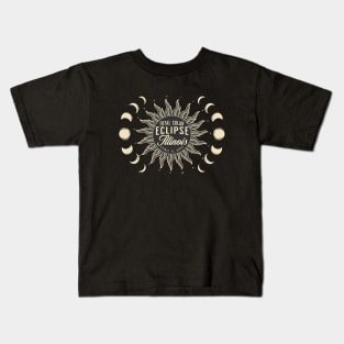 Total Solar Eclipse Illinois USA April 2024 Kids T-Shirt